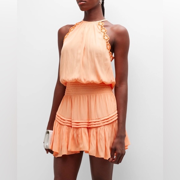 NWT - Ramy Brook Embroidered trim - Rowan mini-dress peach size medium - Picture 3 of 12